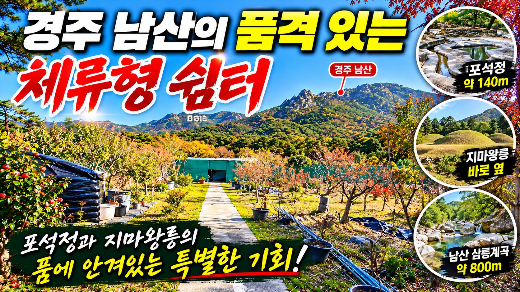1584 (추천) "포석정 바로 앞! 체류형 쉼터로 완벽한 5도2촌 아파트식 내부 작업장까지~!